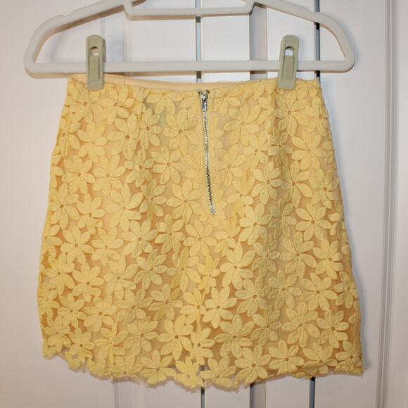 LULUs Spring It On Yellow Floral Embroidered Set Tie Strap Top Skirt | Small - Picture 11 of 13
